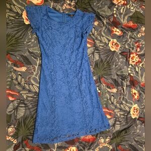 Alex Marie Royal Blue Lace Cap-Sleeve Dress